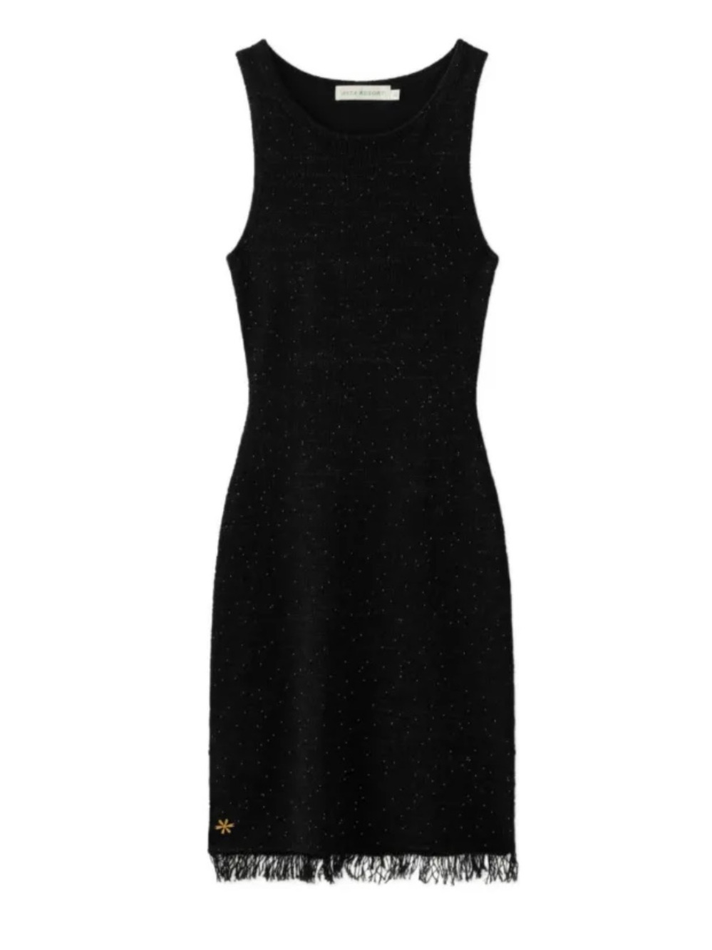 NWT Asta Resort Natalia fring-hem mini dress $260 retail sparkly sequins size M